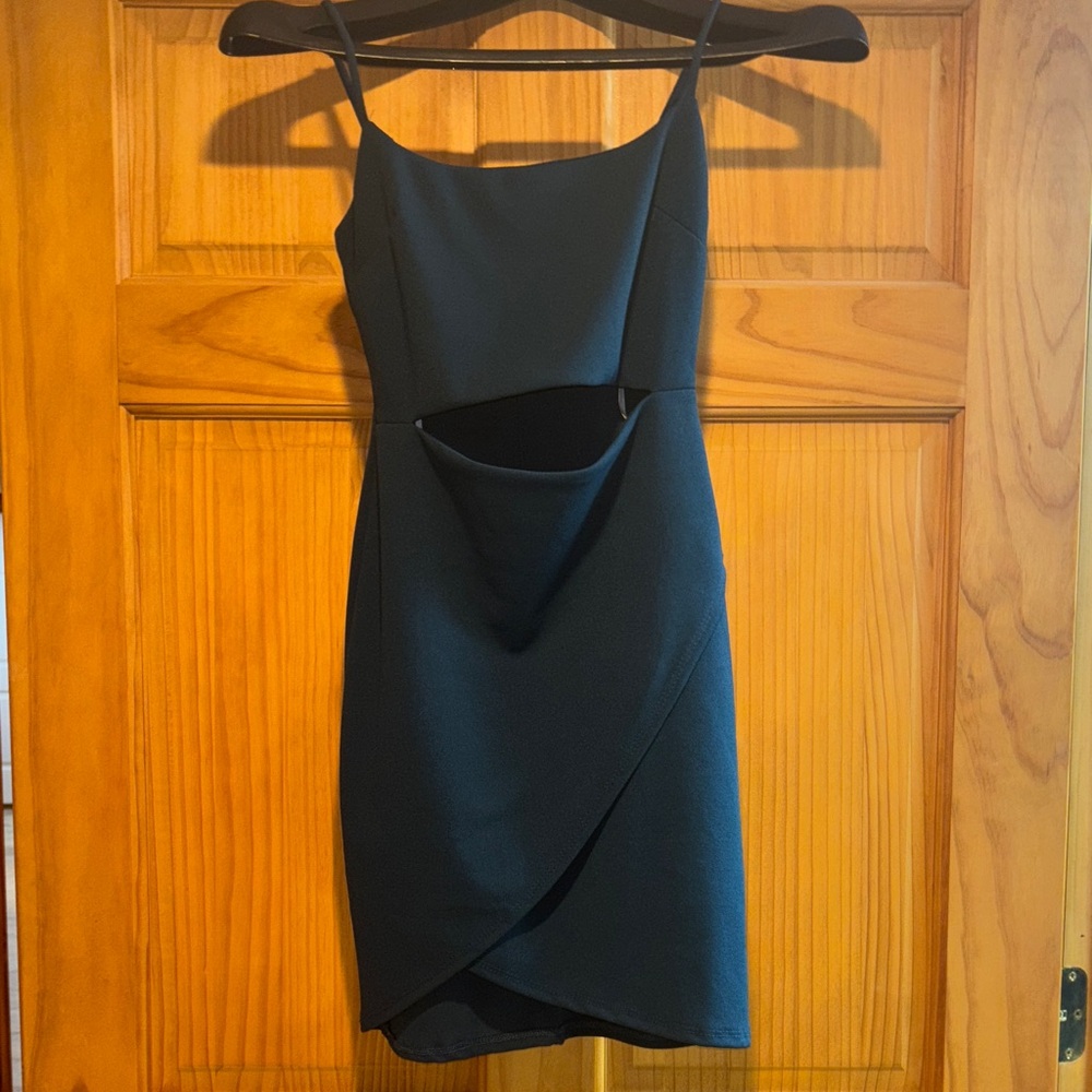 Chic Teal Cutout Mini Dress